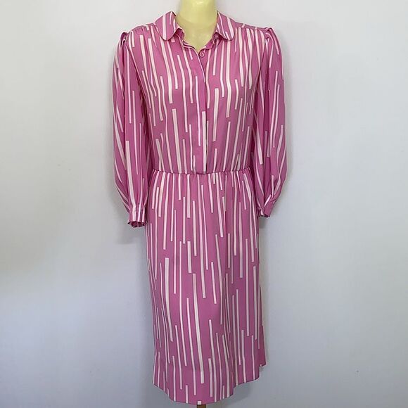 Balenciaga Dress Pink White Button Down Excellent Size 8 - Picture 5 of 8